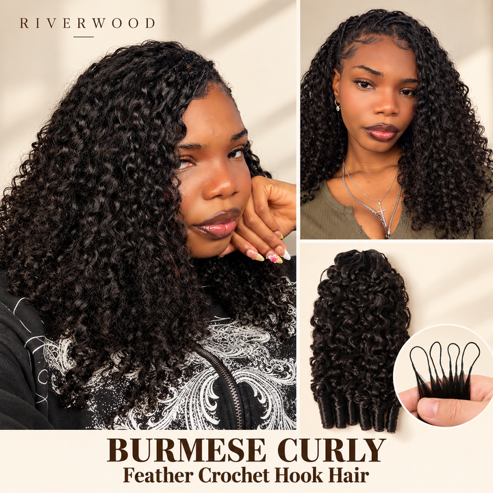 Burmese Curly Feather Crochet Human Hair for Braids