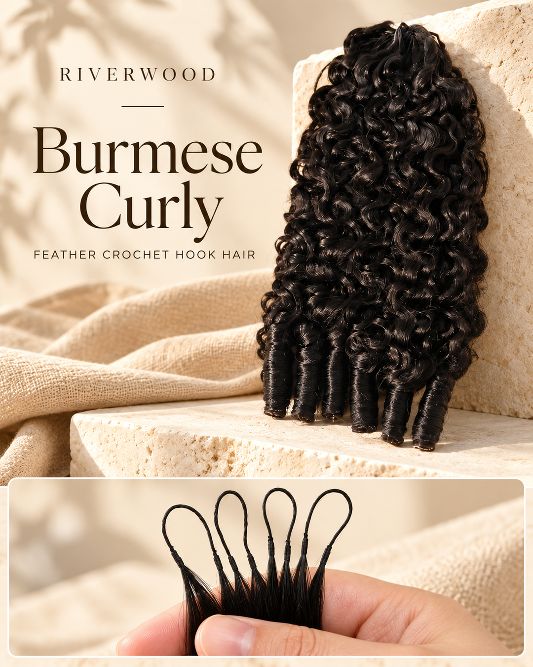 Burmese Curly Feather Crochet Human Hair for Braids