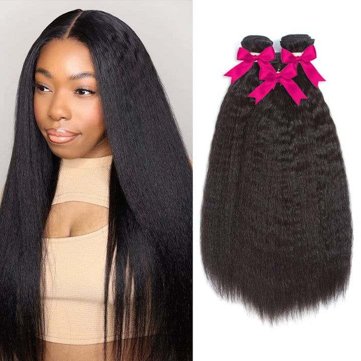 Kinky Straight 100% Brazilian Human Hair Bundle(Value)
