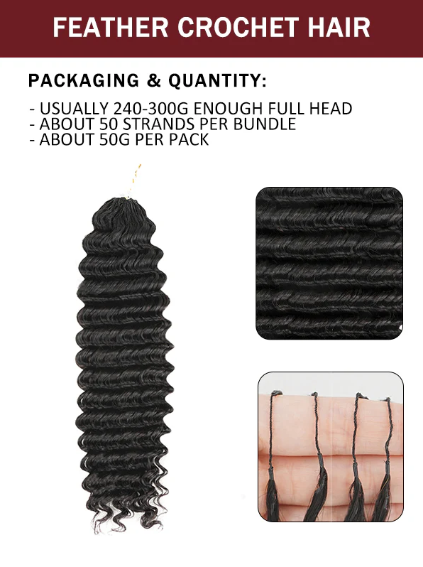 Deep wave feather crochet human hair from Riverwood
