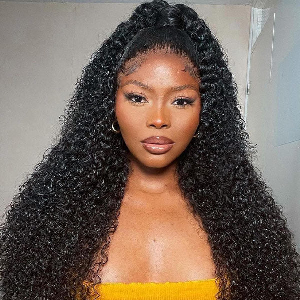 Riverwood Kinky Curly Glueless Wigs 13x4 Transparent Lace Front 180% Density Pre-Plucked Virgin Human Hair