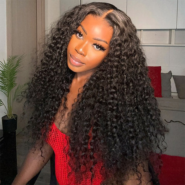 Riverwood Kinky Curly Glueless Wigs 13x4 Transparent Lace Front 180% Density Pre-Plucked Virgin Human Hair