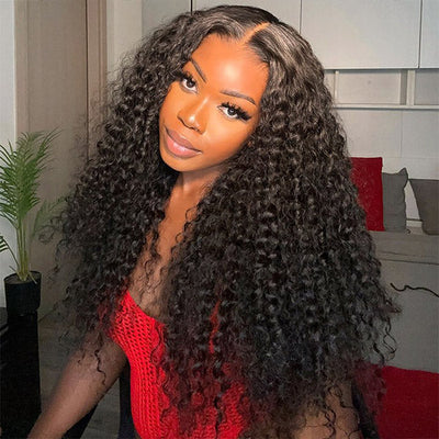 Riverwood Kinky Curly Glueless Wigs 13x4 Transparent Lace Front 180% Density Pre-Plucked Virgin Human Hair