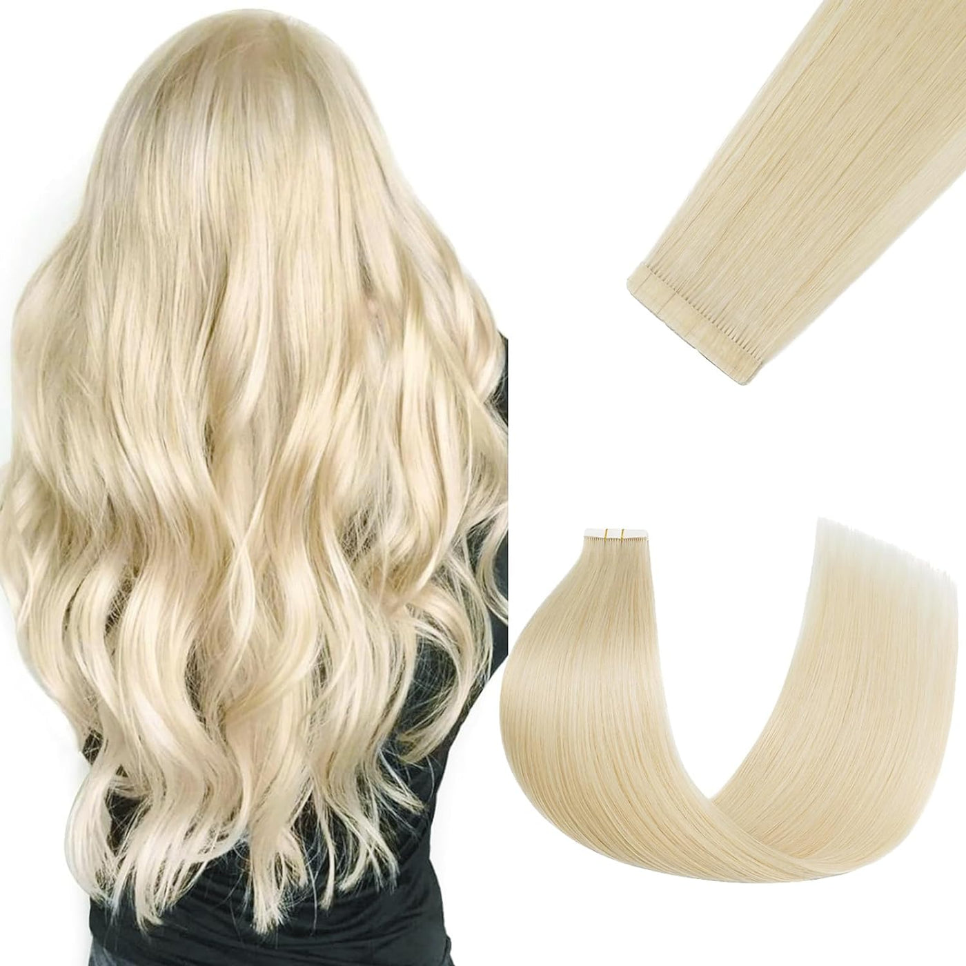 10A Blonde Body Wave Tape Ins Human Hair Extension #613