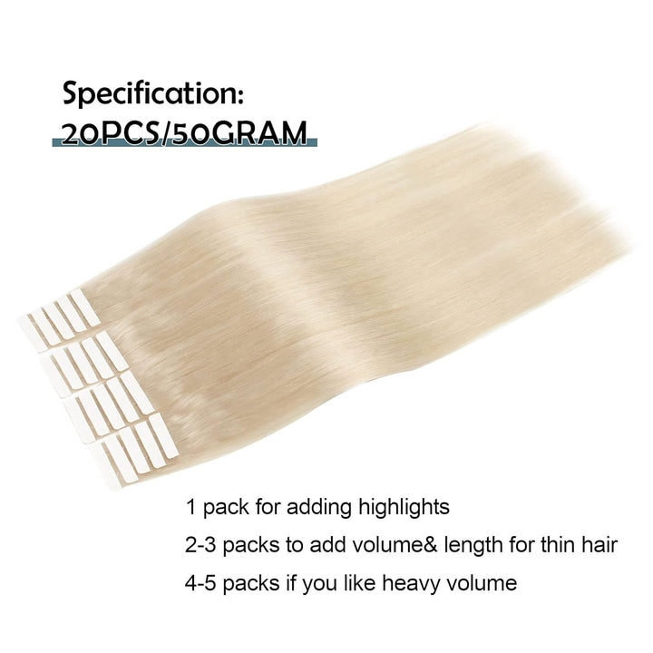 10A Blonde Straight Tape Ins Human Hair Extension 