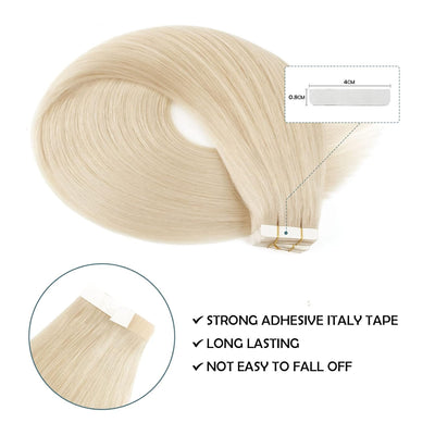 10A Blonde Straight Tape Ins Human Hair Extension #613