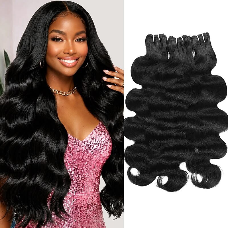 Double-drawn body wave human hair bundle from Riverwood