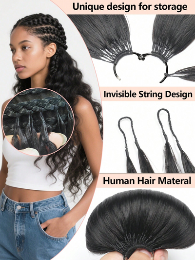 24“ Straight Feather Crochet Human Hair Extension Natural