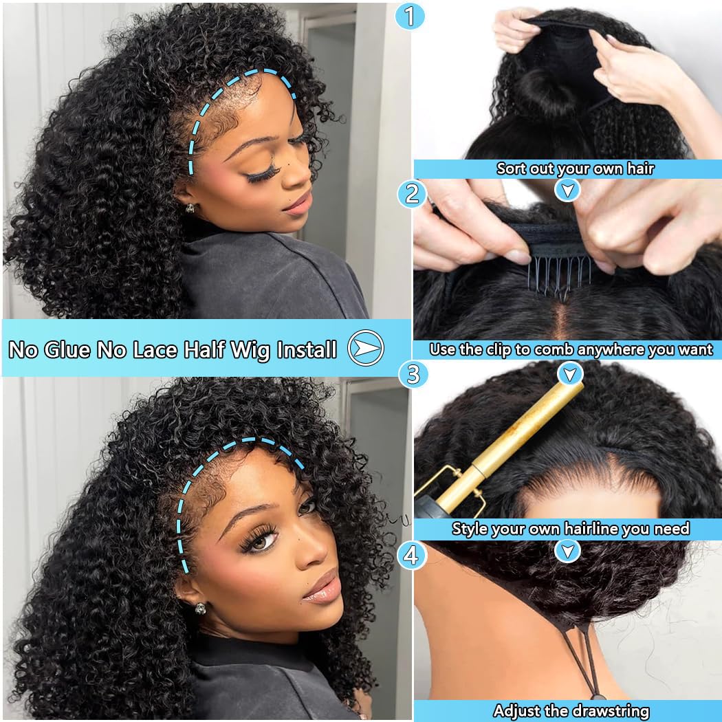Riverwood Kinky Curly Half Wigs One Fit All