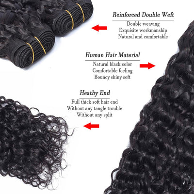 Riverwood 8A Water Wave Brazilian Human Hair Extension Natural Black Color