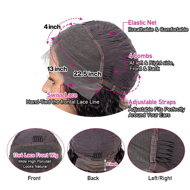 Riverwood Loose Wavy Gluless Wigs 13x4 Lace Front Pre-Plucked Virgin Human Hair