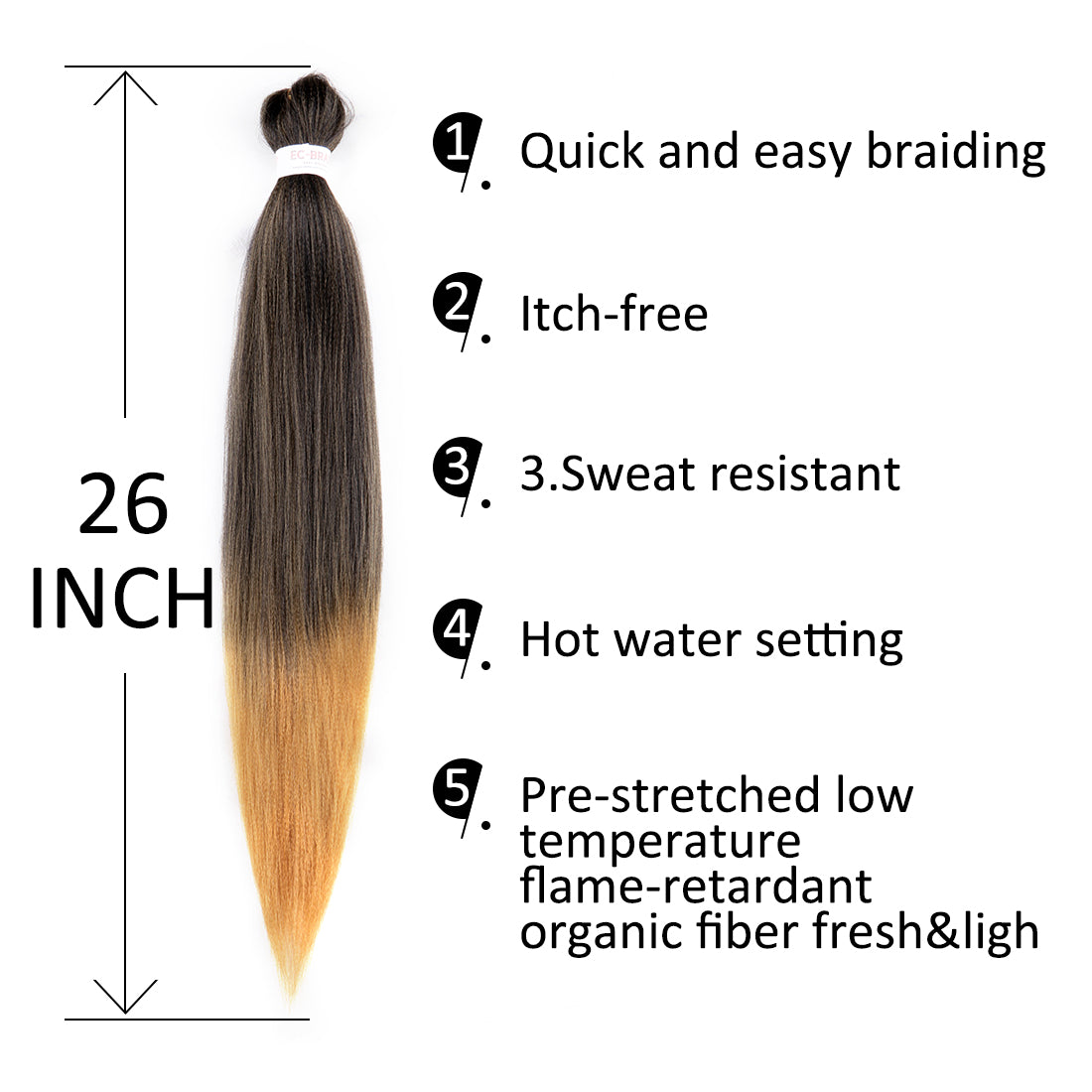EZ Braid #1B/27 Pre Stretched Braiding Hair 26" Yaki Synthetic Hair