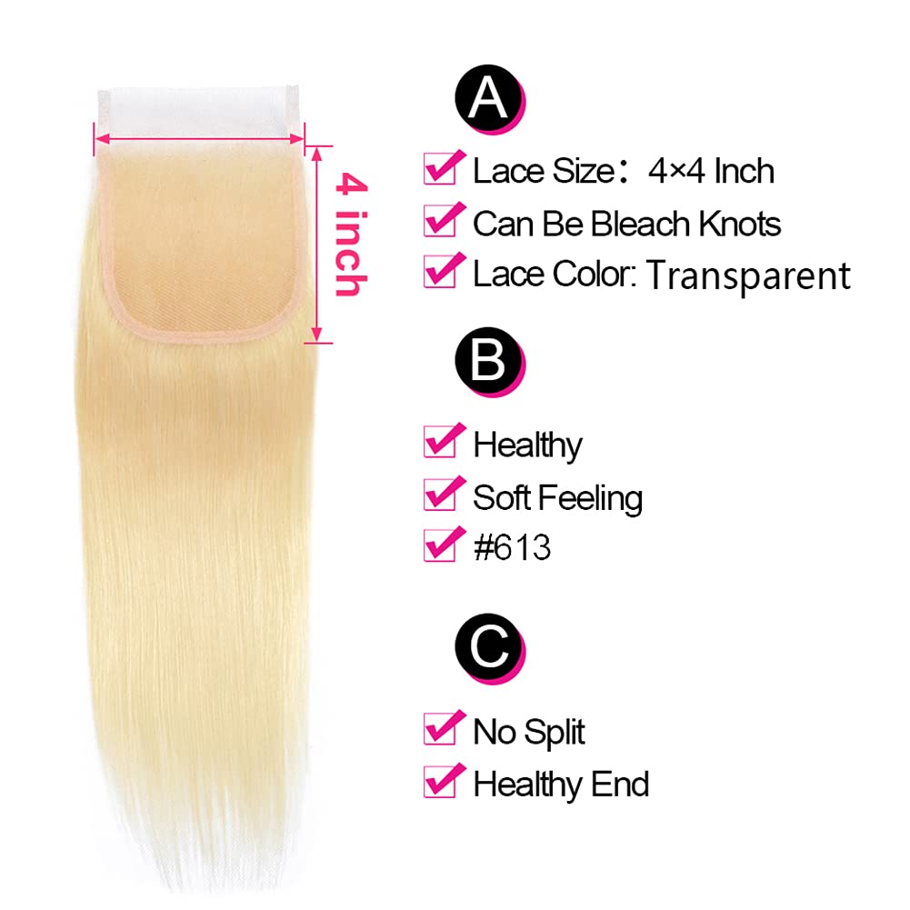 Riverwood #613 Straight Blonde HD Lace Closure 4"x4"