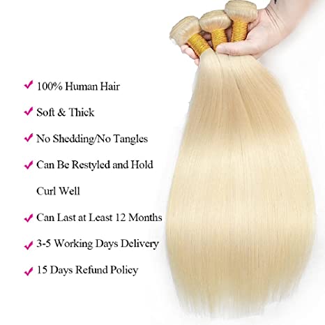 Riverwood #613 Blonde Straight Bundle 10A Grade Virgin Human Hair