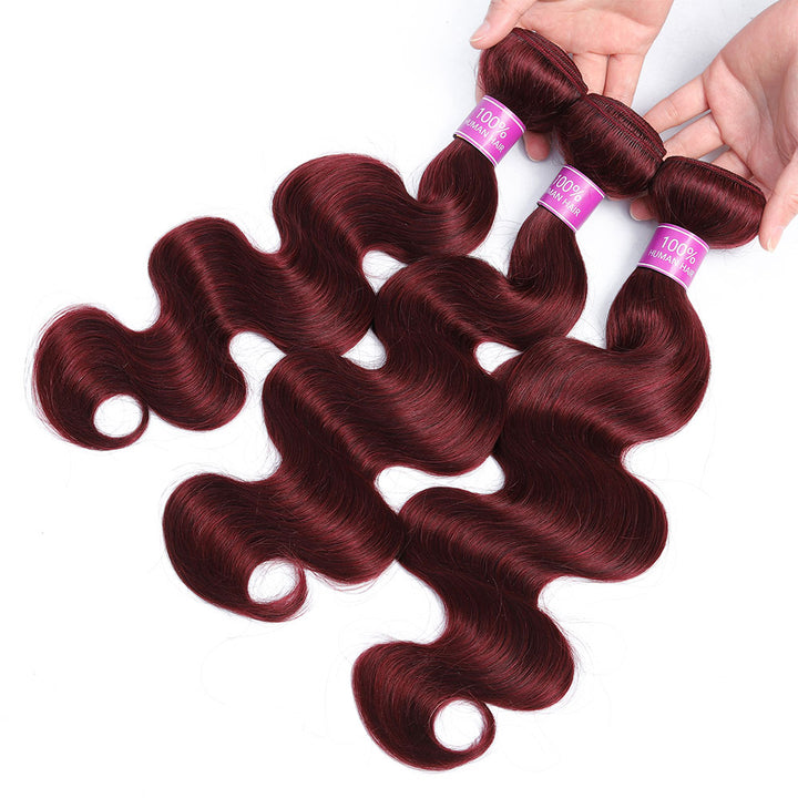 Brazilian Body Wave 99J Burgundy Human Hair Bundle(Value)