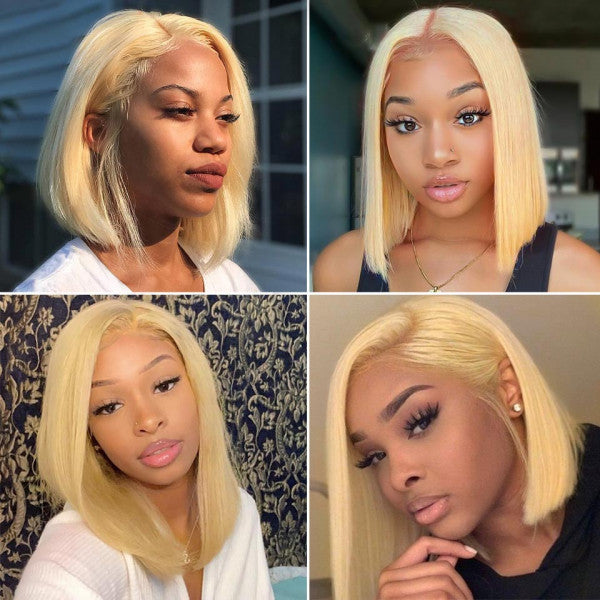 Riverwood #613 Blonde 4x4 Lace Closure Short Bob Wigs Straight Hair Wigs