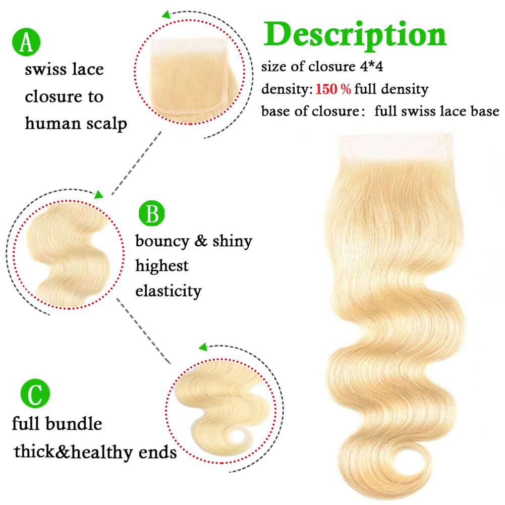 Riverwood #613 Body wave Blonde HD Lace Closure 4"x4"