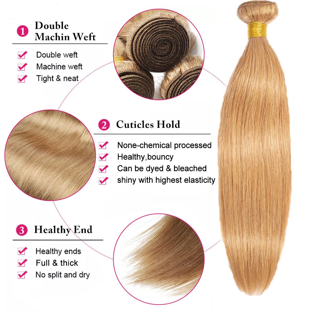 Riverwood #27 Honey Blonde Brazilian Straight Hair Bundles