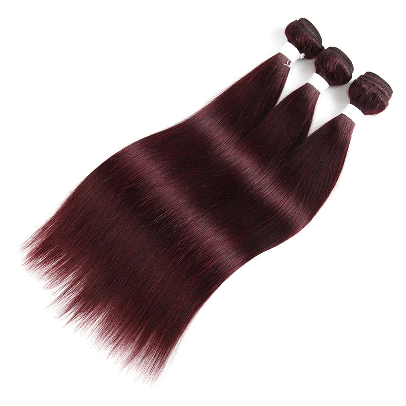 Riverwood Straight 99J Burgundy Color Brazilian Hair Bundle(Value)