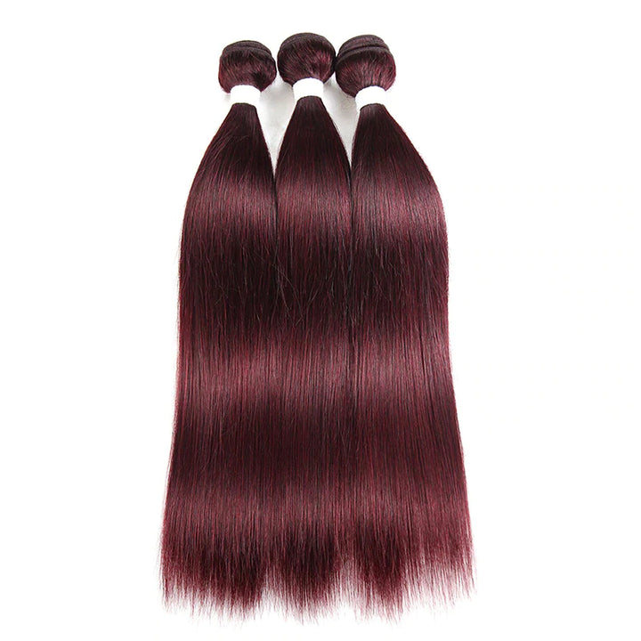 Riverwood Straight 99J Burgundy Color Brazilian Hair Bundle(Value)
