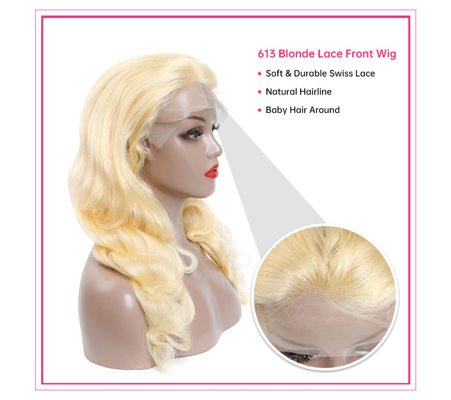#613 Blonde 13x4 HD Lace Front Wigs-Body Wave Human Hair Blonde Wigs