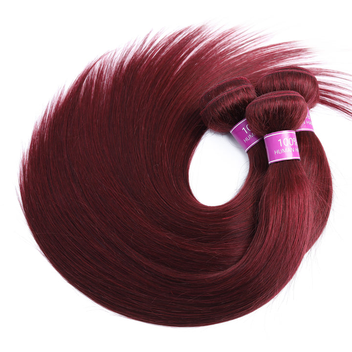 Riverwood Straight 99J Burgundy Color Brazilian Hair Bundle(Value)